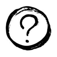 Hand drawn ink question mark illustration in sketch style. Single element for design vector