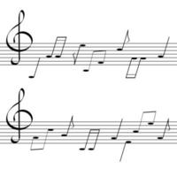 musical row with notes and treble clef vector