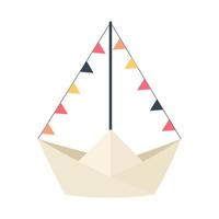 illustration of paper ship with colorful flags vector