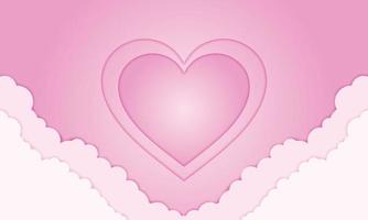 Pink heart hand cloud in paper style for valentine day. vector