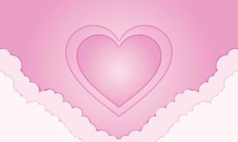 Pink heart hand cloud in paper style for valentine day. vector