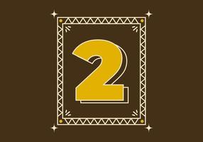 Vintage retro style frame with number two on it vector