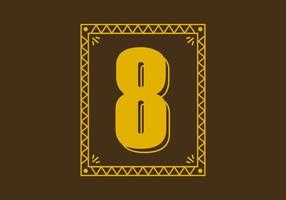 Number 8 in retro rectangle frame vector