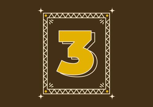 ilustración de marco retro con el número tres en él vector