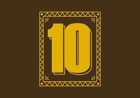 número 10 en marco de rectángulo retro vector