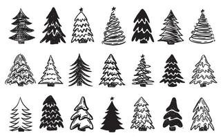 Christmas tree set, Hand drawn illustrations. vector