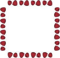 Square frame with cozy raspberry on white background. Vector image.