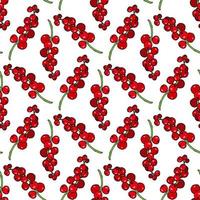 Seamless pattern with creative red currant on white background. Vector image.