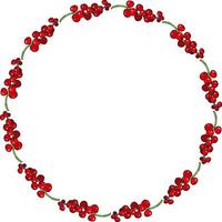 Round frame with red currant on white background. Vector image.