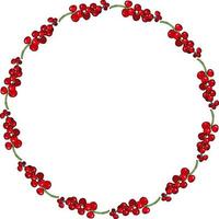 Round frame with red currant on white background. Vector image.