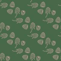 patrón impecable con maravillosa frambuesa rosa sobre fondo verde. imagen vectorial vector