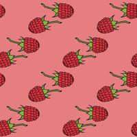 Seamless pattern with simple raspberry on pink background. Vector image.