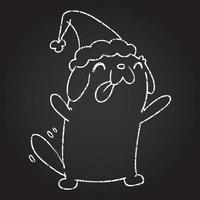 Festive Dog Chalk Drawing vector