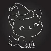 Christmas Cat Chalk Drawing vector