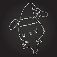 Chrismas Rabbit Chalk Drawing vector