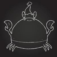 Christmas Crab Chalk Drawing vector