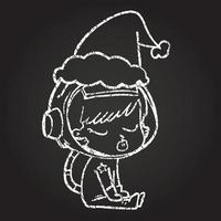 Christmas Astronaut Chalk Drawing vector