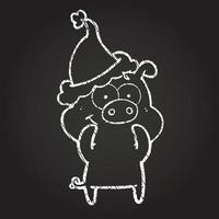 Christmas Pig Chalk Drawing vector