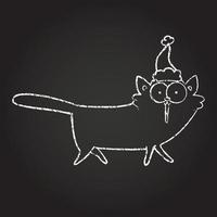 Festive Cat Chalk Drawing vector