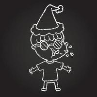 Christmas Boy Chalk Drawing vector