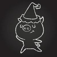 Festive Pig Chalk Drawing vector