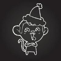 Christmas Monkey Chalk Drawing vector
