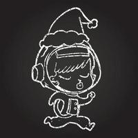 Xmas Astronaut Chalk Drawing vector