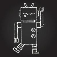 Sad Robot Chalk Drawing vector