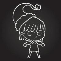 Christmas Woman Chalk Drawing vector