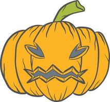 Halloween pumpkin lantern with scary face monster vector