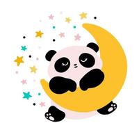 lindo panda en la luna. ilustración vectorial infantil vector