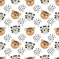 Cute leopard and tiger faces vector