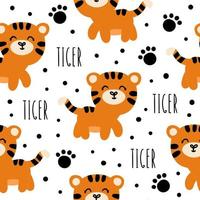 Seamless pattern with tigers vector