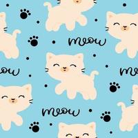 cute kitten faces pattern vector