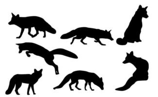 fox silhouettes in different positions vector