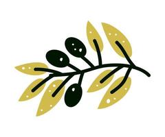 Vector with olive branch in cartoon style. Label for olive oil producers