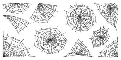 Set of spider web and halloween cobweb decoration for spiderweb scary design vector