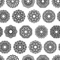 Lotus Mandala Vector Template seamless pattern. Oriental silhouette background