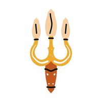 Neptune Trident Vector. Poseidon Weapon. Pitchfork Sharp Fork Object. vector