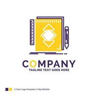 diseño del logotipo del nombre de la empresa para el diseño. herramienta. identidad. dibujar. desarrollo. diseño de marca púrpura y amarillo con lugar para eslogan. plantilla de logotipo creativo para pequeñas y grandes empresas. vector