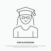 Cap Education Graduation Woman Line Icon Vector