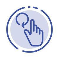 Hand Finger Gestures Reload Blue Dotted Line Line Icon vector