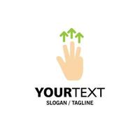 Gestures Hand Mobile Three Finger Touch Business Logo Template Flat Color vector