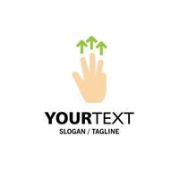 Gestures Hand Mobile Three Finger Touch Business Logo Template Flat Color vector