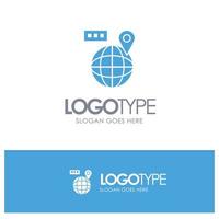 World Map Navigation Location Blue Solid Logo with place for tagline vector