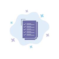 Checklist To Do List Work Task Notepad Blue Icon on Abstract Cloud Background vector