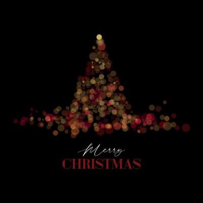 An Abstract Shining Christmas Tree Made Up of Shiny Golden Lights, Sparkling Stars, and Bokeh Effects. Vector Template for Cards and Backgrounds