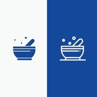 Bowl Soup Science Line and Glyph Solid icon Blue banner Line and Glyph Solid icon Blue banner vector