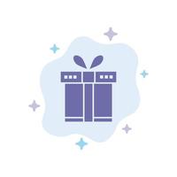 Gift Box Shopping Ribbon Blue Icon on Abstract Cloud Background vector