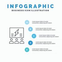 Brainstorming Group Idea Solution Team Think Thinking Line icon with 5 steps presentation infographi vector